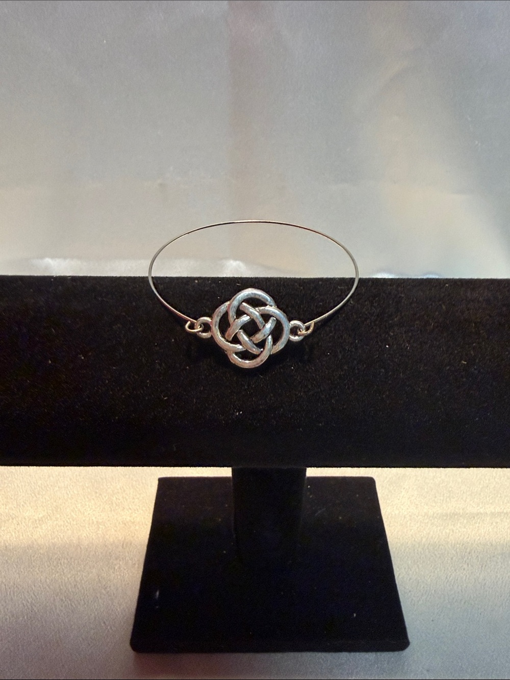 Sterling-Style Celtic Knot Wire Bangle Bracelet - Silver